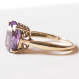 Anello vintage da cocktail in oro 8K con ametista (4.30ct ca.), anni ‘70/‘80
