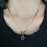 Vintage 8K gold necklace with garnets, 60s / 70s