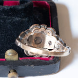 Art Nouveau ring in 14K gold and silver with rosette cut diamonds, 1920s