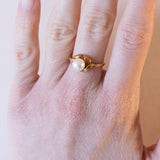 Anello vintage in oro 14K con perla, anni '50