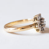 Anello vintage a margherita in oro 18K con diamanti (0.40ctw ca.), anni ‘60