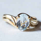 Anello vintage in oro 18K con acquamarina, anni ‘50/‘60