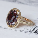 Anello a margherita vintage in oro 8K con granati, anni ‘60