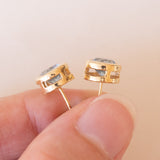 Orecchini vintage in oro 14K con topazi azzurri, anni ‘60/‘70