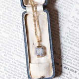 Collana vintage in oro 14K con spinello azzurro sintetico, anni ‘70/‘80