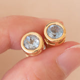 Orecchini vintage in oro 14K con topazi azzurri, anni ‘60/‘70