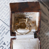 Anello vintage da cocktail in oro 9K con quarzo citrino e zaffiri bianchi, anni ‘70