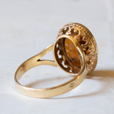 Anello vintage in oro 18K con quarzo citrino arancione, anni ‘70
