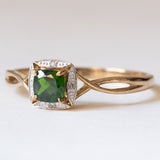 Anello vintage in oro 8K e cromodiopside, anni ‘80