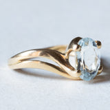 Anello vintage in oro 18K con acquamarina, anni ‘50/‘60