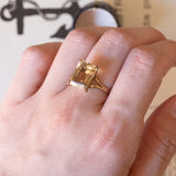 Anello vintage da cocktail in oro 18K con quarzo citrino, anni ‘50/‘60