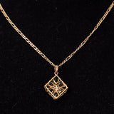 Collana vintage in oro 8K con cromodiopsidi e diamanti, anni ‘80