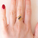 🌱Anello vintage in oro giallo 18K con zaffiri, anni ‘70