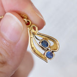 Collana vintage in oro 14K con pendente con zaffiri e diamanti, anni ‘70/‘80