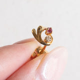 Orecchini vintage in oro giallo 18K con rubini e diamanti, anni ‘60