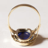 Anello vintage da sigillo in oro 14K con lapislazzuli, anni ‘50/‘60