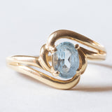 Anello vintage in oro 18K con topazio azzurro, anni ‘50/‘60