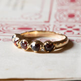 🥀 Veretta vintage in oro 18K con granati, anni ‘40/‘50