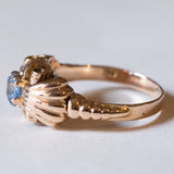 Anello vintage in oro 18K con topazio azzurro, anni ‘60