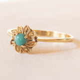 Anello vintage in oro giallo 18K con turchese, anni ‘50/‘60