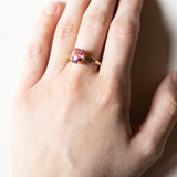 Anello vintage in oro 9K con topazio rosa, anni ‘80