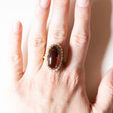 đ Anello vintage in oro 18K con ambra e perline, anni '50