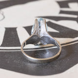 Anello vintage in oro bianco 18K con acquamarina, anni ‘70/‘80