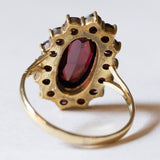 Anello vintage a margherita in oro 8K con granati, anni ‘60