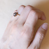 Anello vintage a cuore in oro 18K con topazi e diamante, anni ‘60/‘70