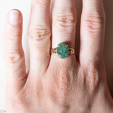🐍 Solitario vintage in oro 14K con smeraldo, anni ‘40/‘50