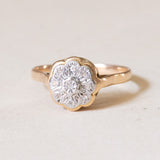 Bague marguerite ancienne en or 18 carats et diamants, années 1930/40