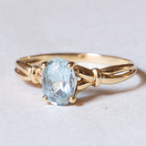 Anello vintage in oro 18K con acquamarina, anni ‘50/‘60