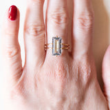 Anello vintage in oro giallo 18K con acquamarina (0.65ct ca.), anni ‘70/‘80