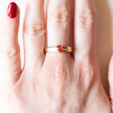 Anello vintage in oro giallo 9K con zaffiro arancione, anni ‘60/‘70