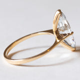 Anello vintage in oro 18K con quarzo azzurro, anni ‘50/‘60