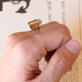 Anello vintage da cocktail in oro 18K con quarzo citrino, anni ‘50/‘60