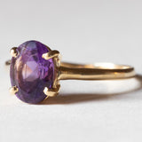 Anello vintage in oro 18K con ametista, anni ‘50/‘60