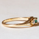 Trilogy vintage in oro 18K con smeraldo e diamanti (0.10ctw ca.), anni ‘70