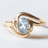Anello vintage in oro 18K con topazio azzurro, anni ‘50/‘60