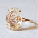 Vintage 18K Gold Cocktail Ring with Light Green Quartz, 1960s