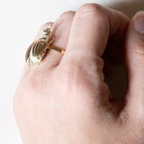 🪲 Anello convertito da copri bottone a insetto in oro 18K e in oro 14K con turchese