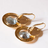 Orecchini vintage in oro 18K con topazi azzurri sintetici (12ctw ca.), anni ‘60