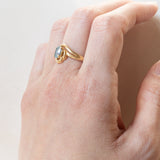 Anello vintage in oro 18K con topazio azzurro, anni ‘50/‘60
