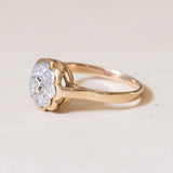 Bague marguerite ancienne en or 18 carats et diamants, années 1930/40