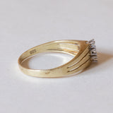 Anello triplo in oro 14K con diamanti (0.15ctw ca.), anni ‘70