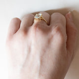 Anello vintage da cocktail in oro 18K con acquamarina, anni ‘50