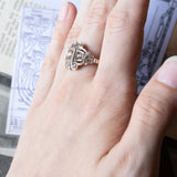 Art Nouveau ring in 14K gold and silver with rosette cut diamonds, 1920s