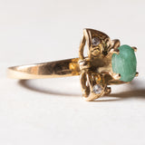 Anello vintage in oro 18K con smeraldo e zirconi bianchi, anni ‘60