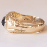 Anello vintage da uomo in oro 12K con pasta di vetro blu, anni ‘50