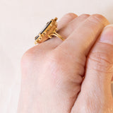 Anello vintage in oro giallo 18K con mosaico, anni ‘70/‘80